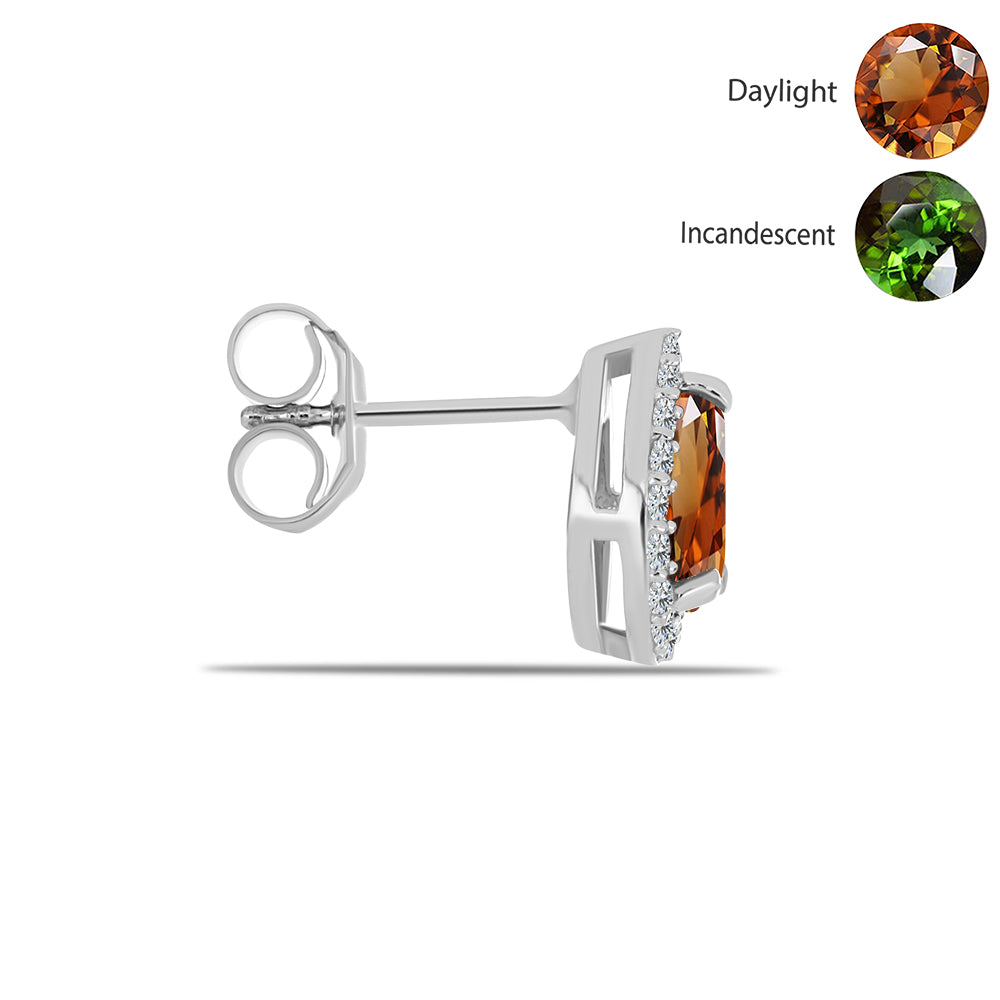 Ezüst Fülbevaló Minősített laboratóriumban előállított Anatóliai Zultanit-tal és Fehér Topázzal 2 