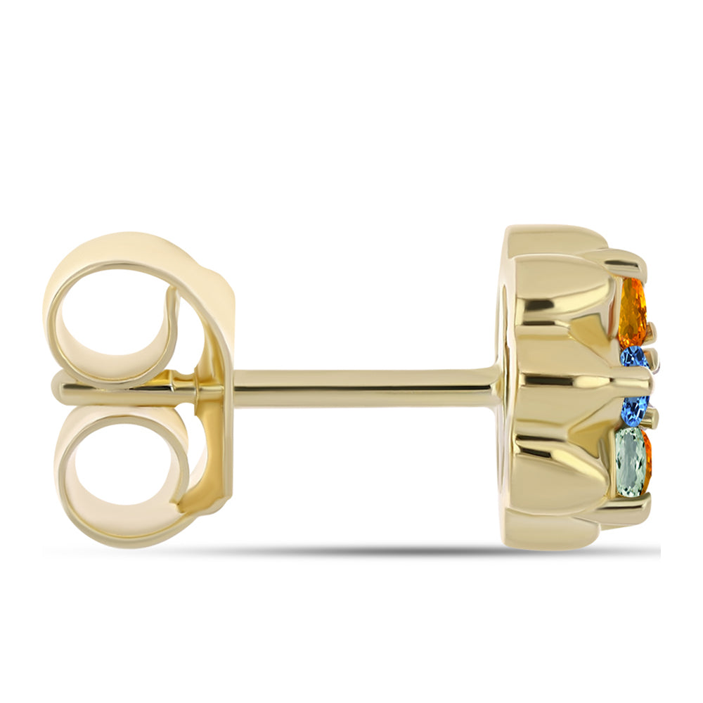 Arannyal Bevont Ezüst Fülbevaló Szivárvány Zafírral és Fehér Topázzal 2 