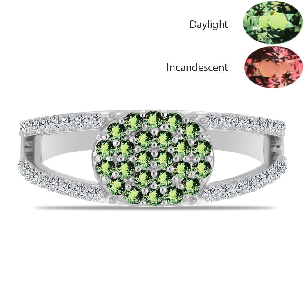 Ezüst Gyűrű Természetes Alexandrittal és Fehér Topázzal 1 