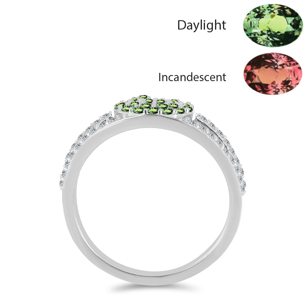 Ezüst Gyűrű Természetes Alexandrittal és Fehér Topázzal