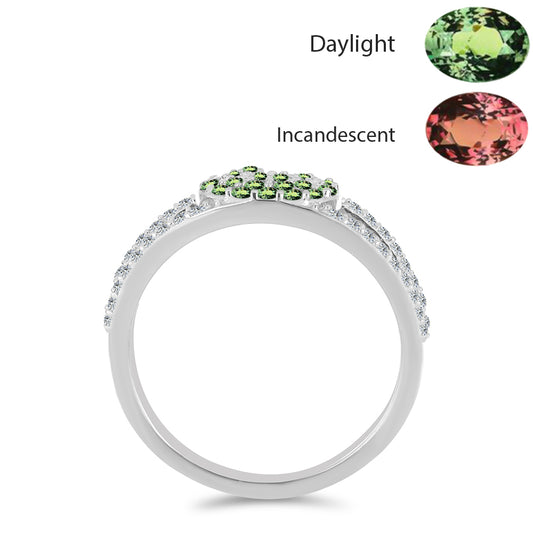 Ezüst Gyűrű Természetes Alexandrittal és Fehér Topázzal