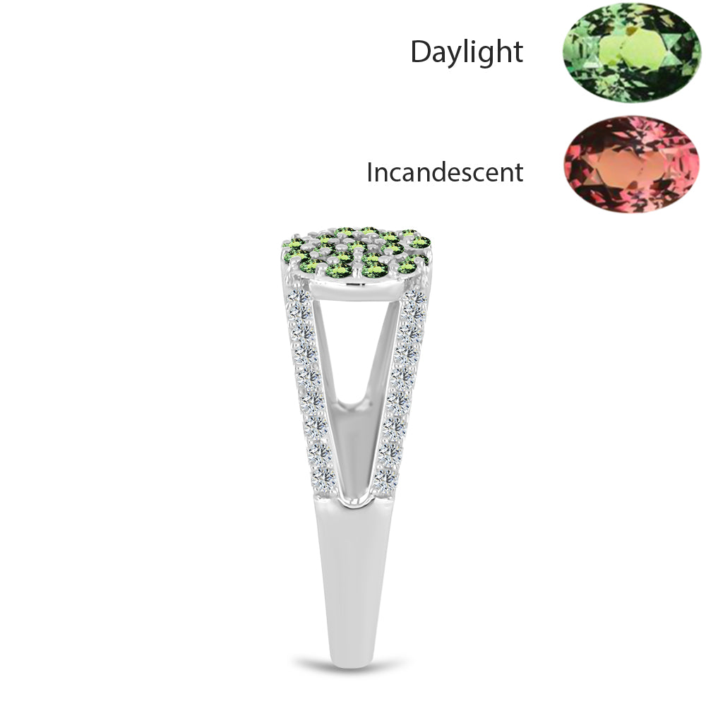 Ezüst Gyűrű Természetes Alexandrittal és Fehér Topázzal 4 