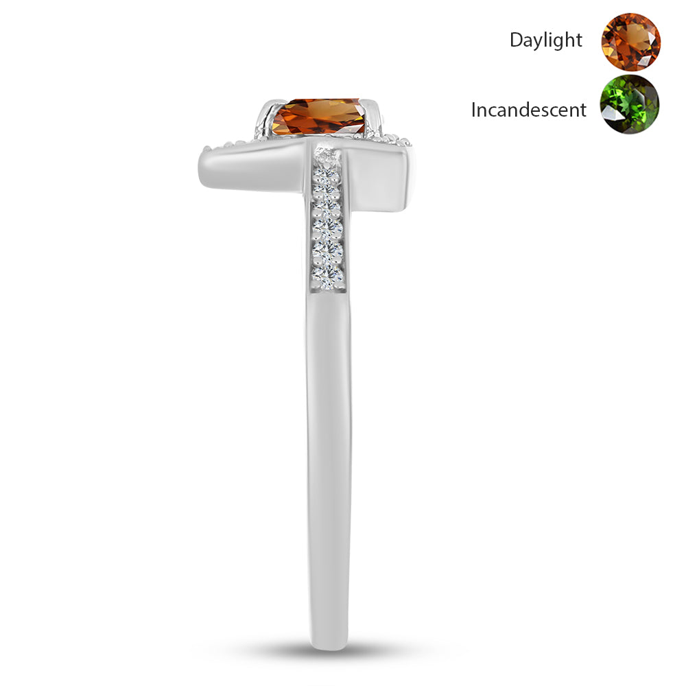 Ezüst Gyűrű Minősített laboratóriumban előállított Anatóliai Zultanit-tal és Fehér Topázzal 4 