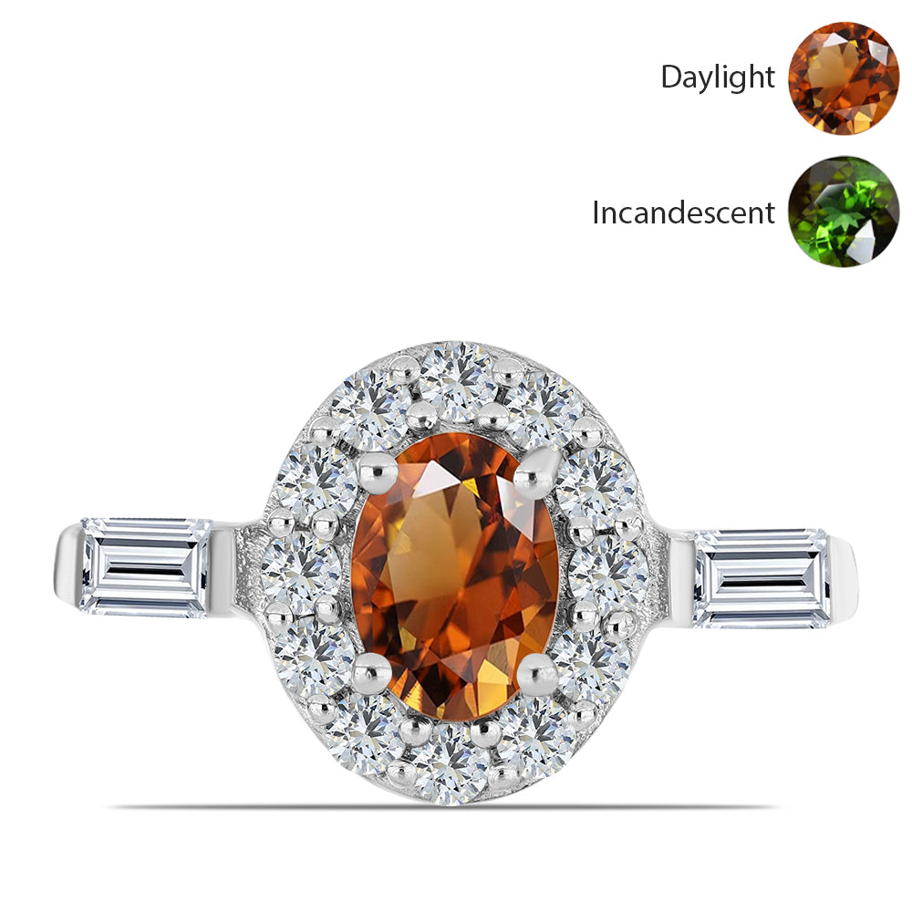 Ezüst Gyűrű Minősített laboratóriumban előállított Anatóliai Zultanit-tal és Fehér Topázzal 1 