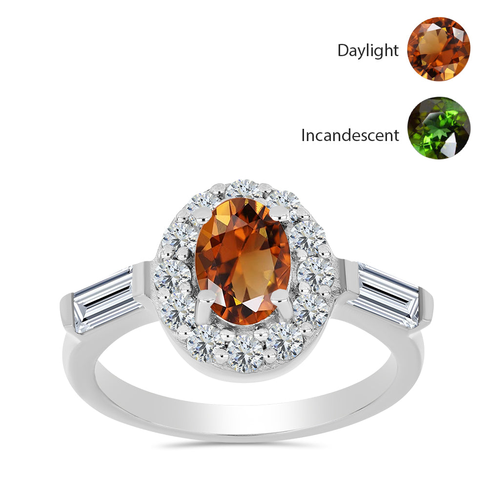 Ezüst Gyűrű Minősített laboratóriumban előállított Anatóliai Zultanit-tal és Fehér Topázzal