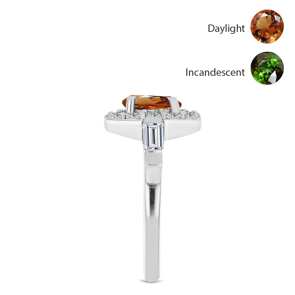 Ezüst Gyűrű Minősített laboratóriumban előállított Anatóliai Zultanit-tal és Fehér Topázzal