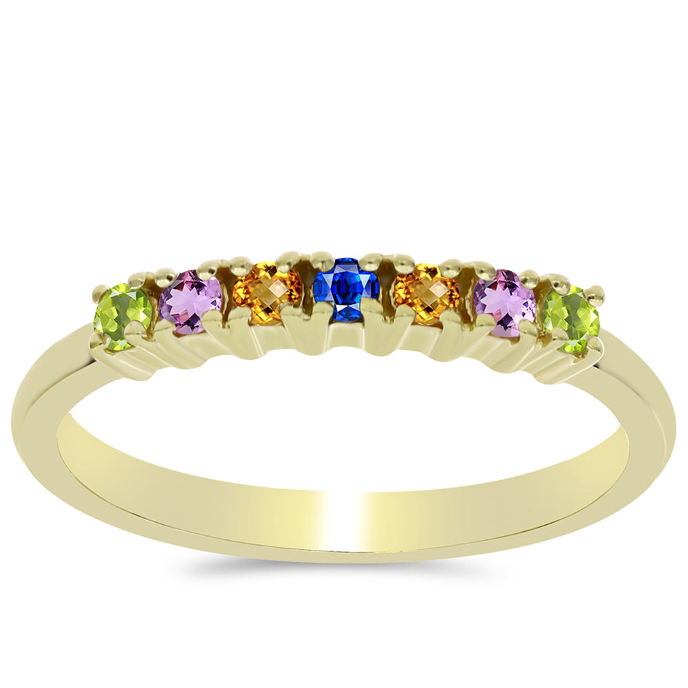 Arannyal Bevont Ezüst Gyűrű Szivárvány Zafírral