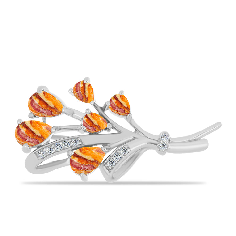 Ezüst Bross Oroszlán Mancs Jáspissal és Fehér Topázzal