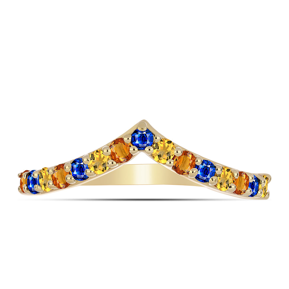 Arannyal Bevont Ezüst Gyűrű Szivárvány Zafírral 2 