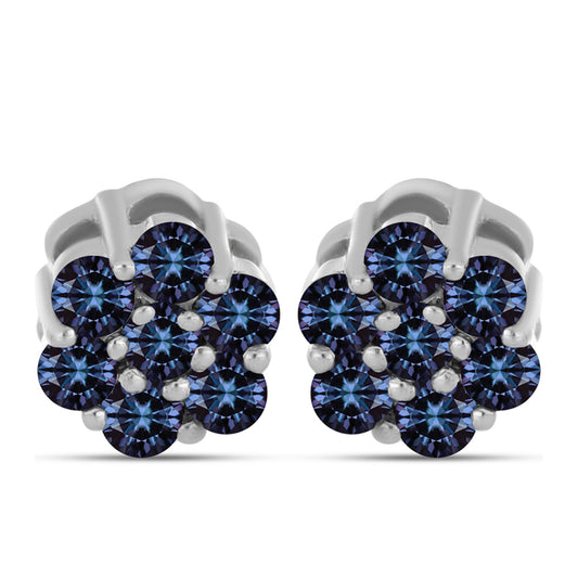 Ezüst Fülbevaló "Császár Lila" Moissanite-tel