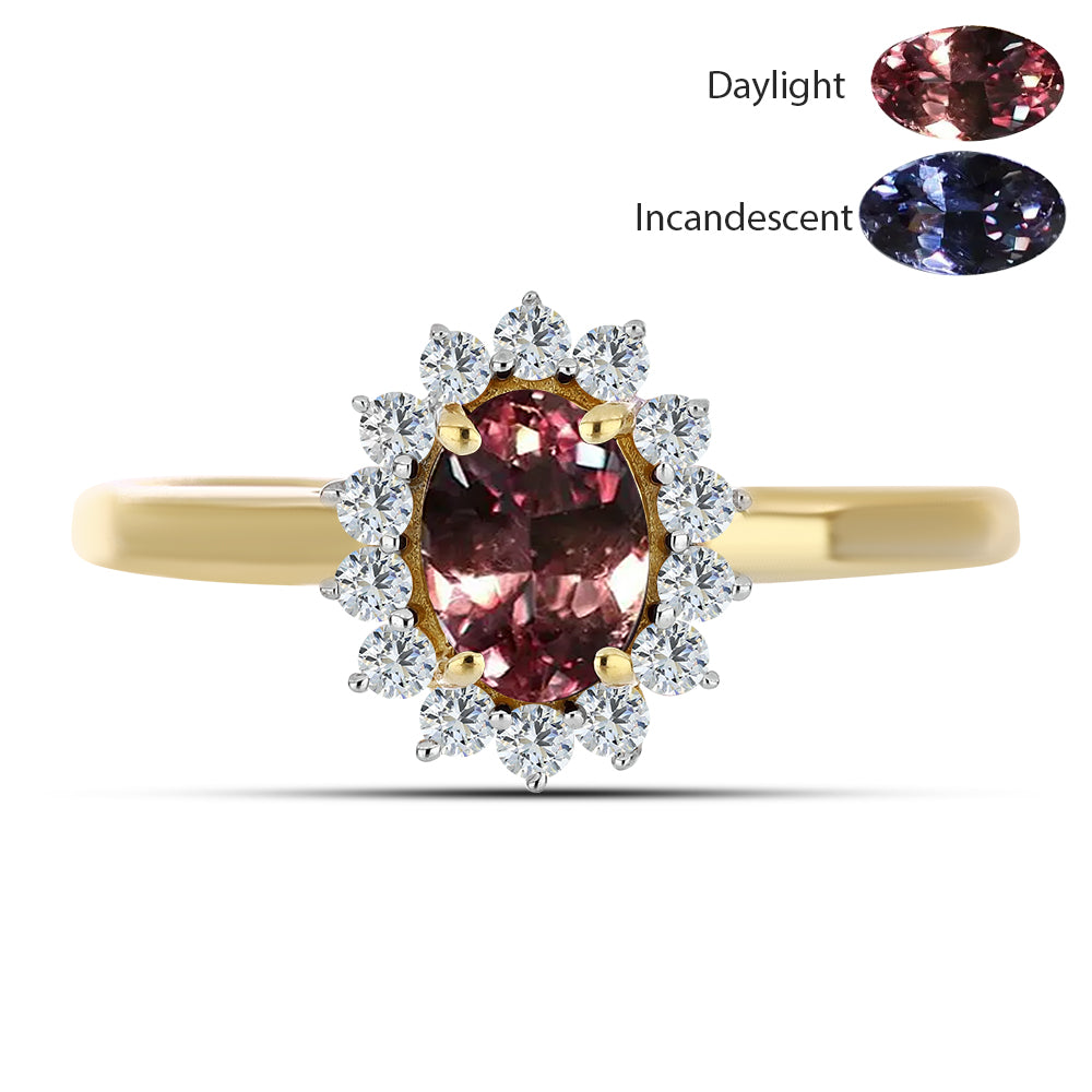 Arannyal Bevont Ezüst Gyűrű Tsivory Színváltós Gránáttal és Fehér Topázzal 2 