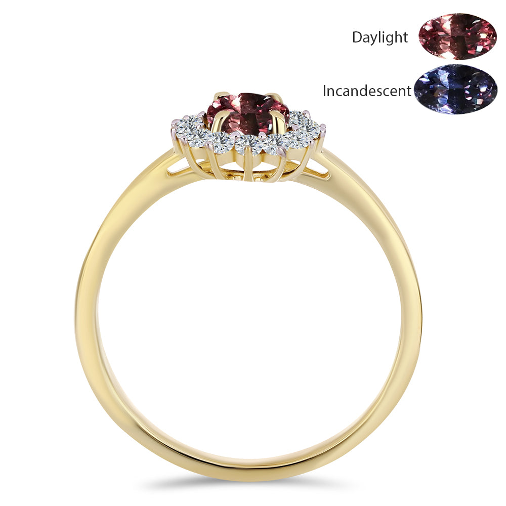 Arannyal Bevont Ezüst Gyűrű Tsivory Színváltós Gránáttal és Fehér Topázzal 3 