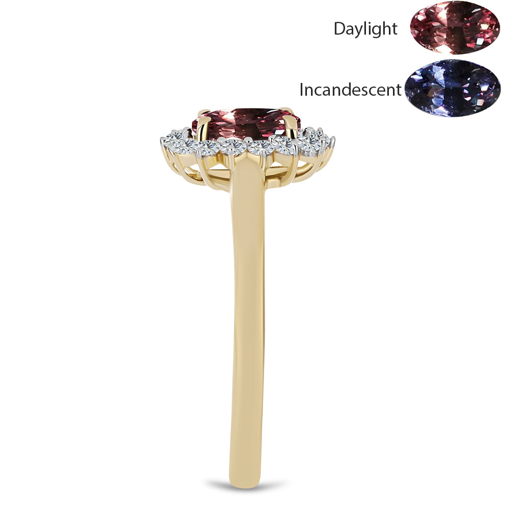 Arannyal Bevont Ezüst Gyűrű Tsivory Színváltós Gránáttal és Fehér Topázzal 4 