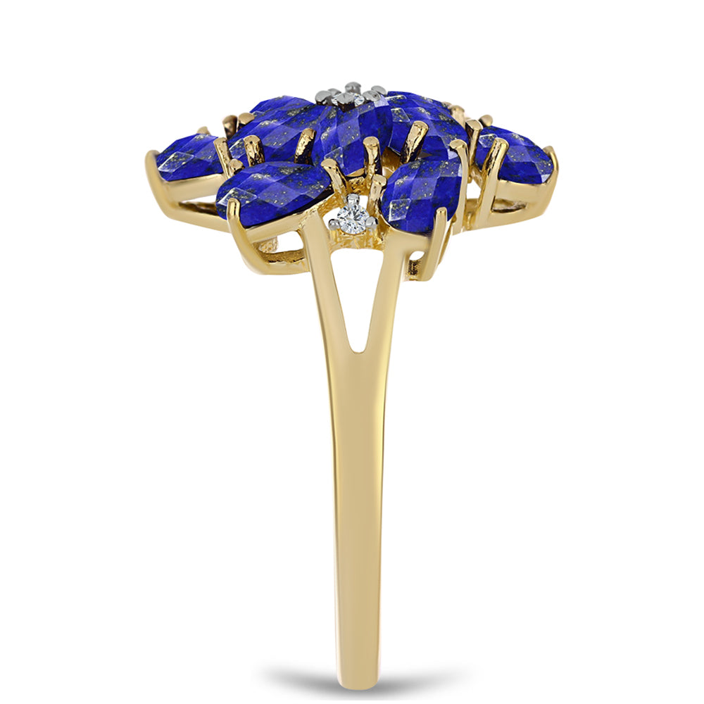 Arannyal Bevont Ezüst Gyűrű Lapisz Lazulival és Fehér Topázzal 4 