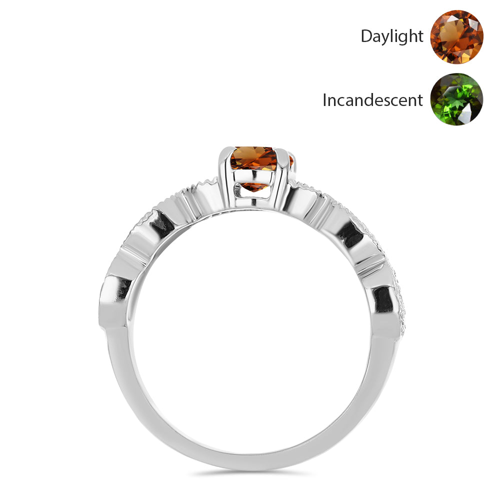 Ezüst Gyűrű Minősített laboratóriumban előállított Anatóliai Zultanit-tal és Fehér Topázzal 3 