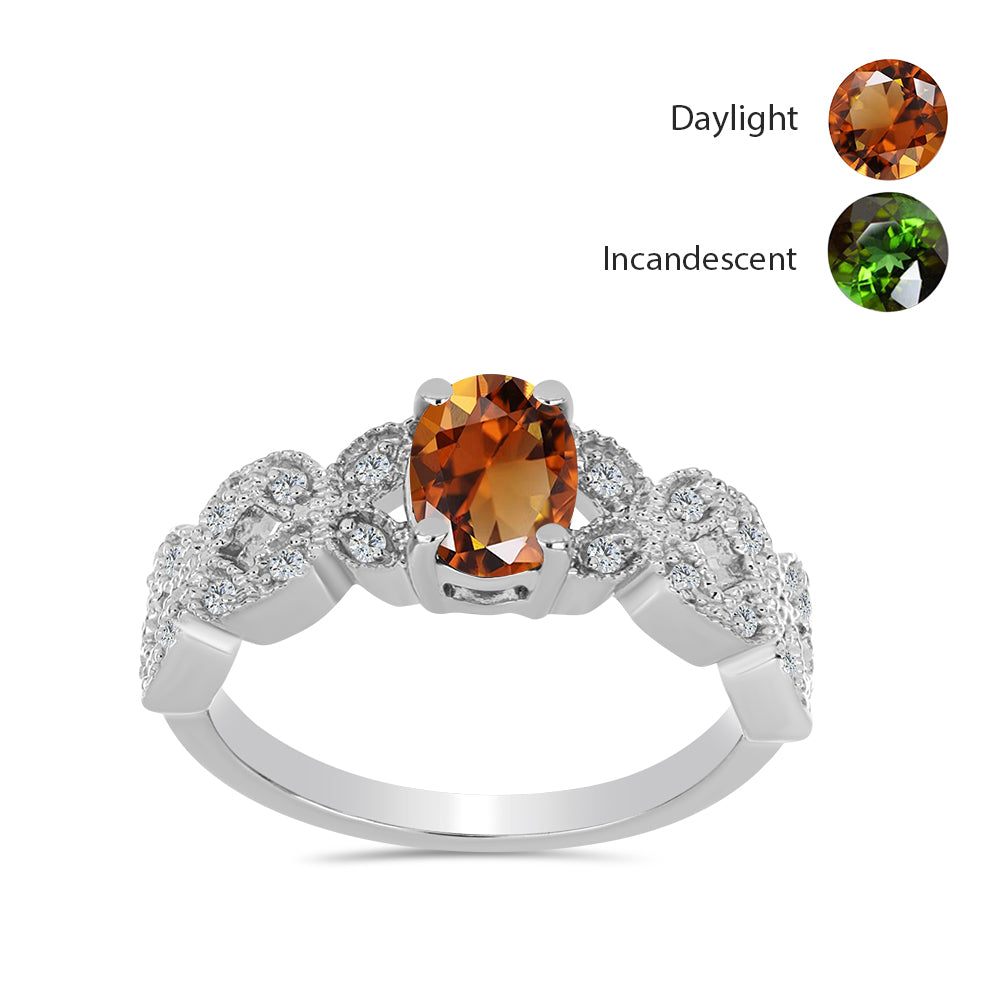 Ezüst Gyűrű Minősített laboratóriumban előállított Anatóliai Zultanit-tal és Fehér Topázzal 1 