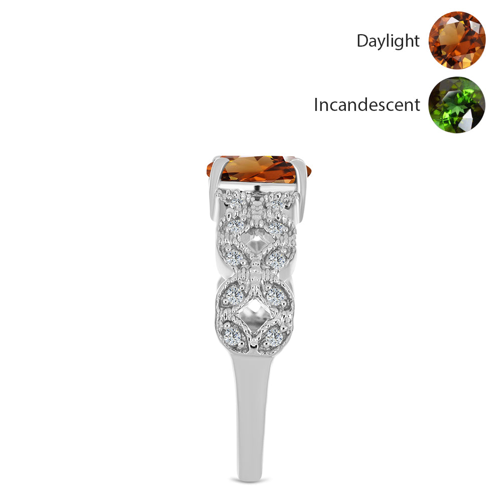 Ezüst Gyűrű Minősített laboratóriumban előállított Anatóliai Zultanit-tal és Fehér Topázzal 4 