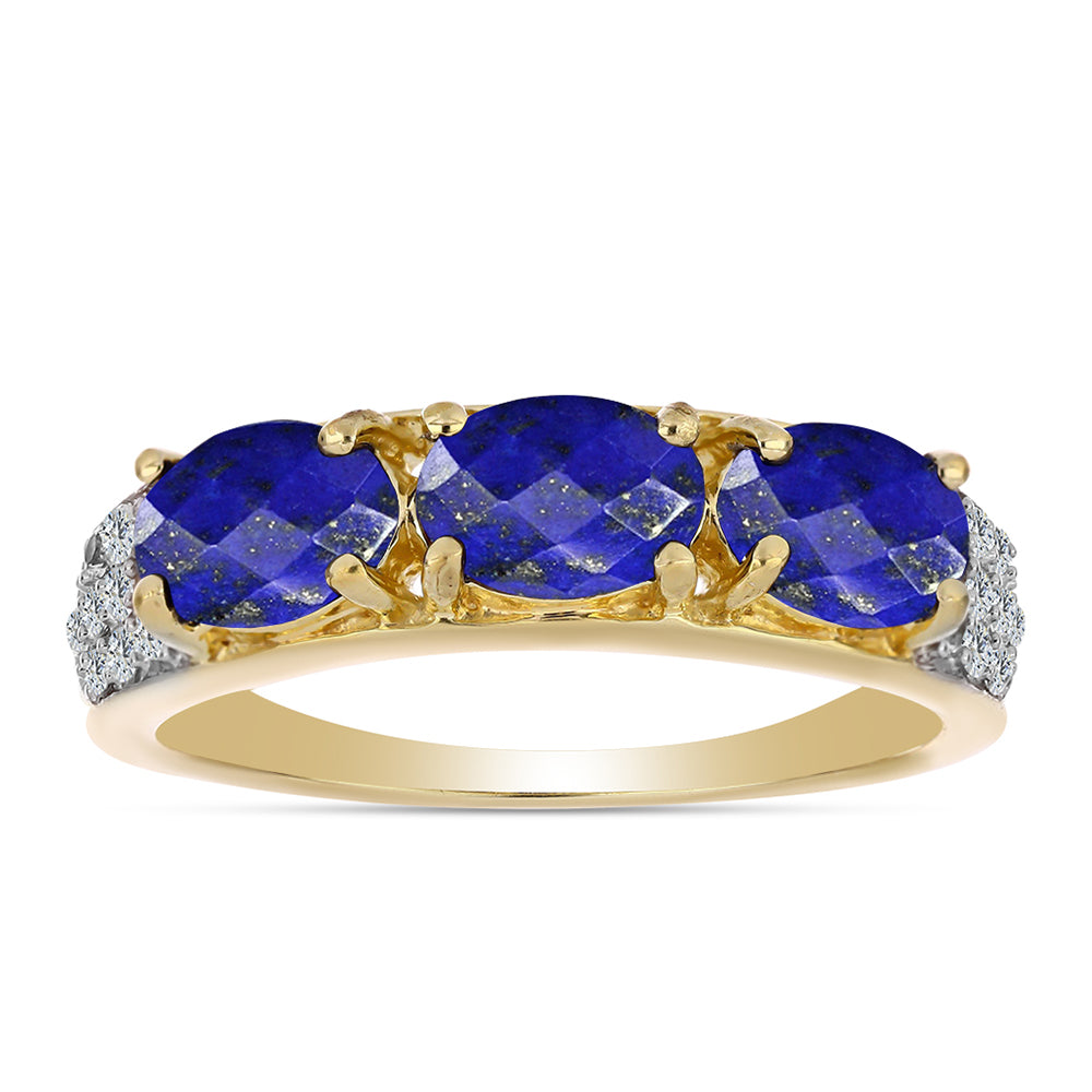 Arannyal Bevont Ezüst Gyűrű Lapisz Lazulival és Fehér Topázzal 1 