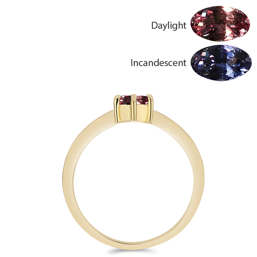 Arannyal Bevont Ezüst Gyűrű Tsivory Színváltós Gránáttal