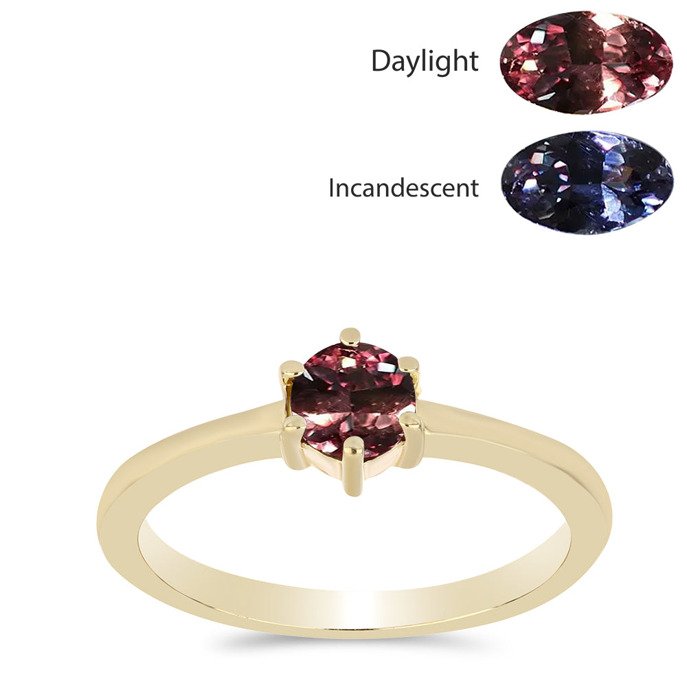 Arannyal Bevont Ezüst Gyűrű Tsivory Színváltós Gránáttal