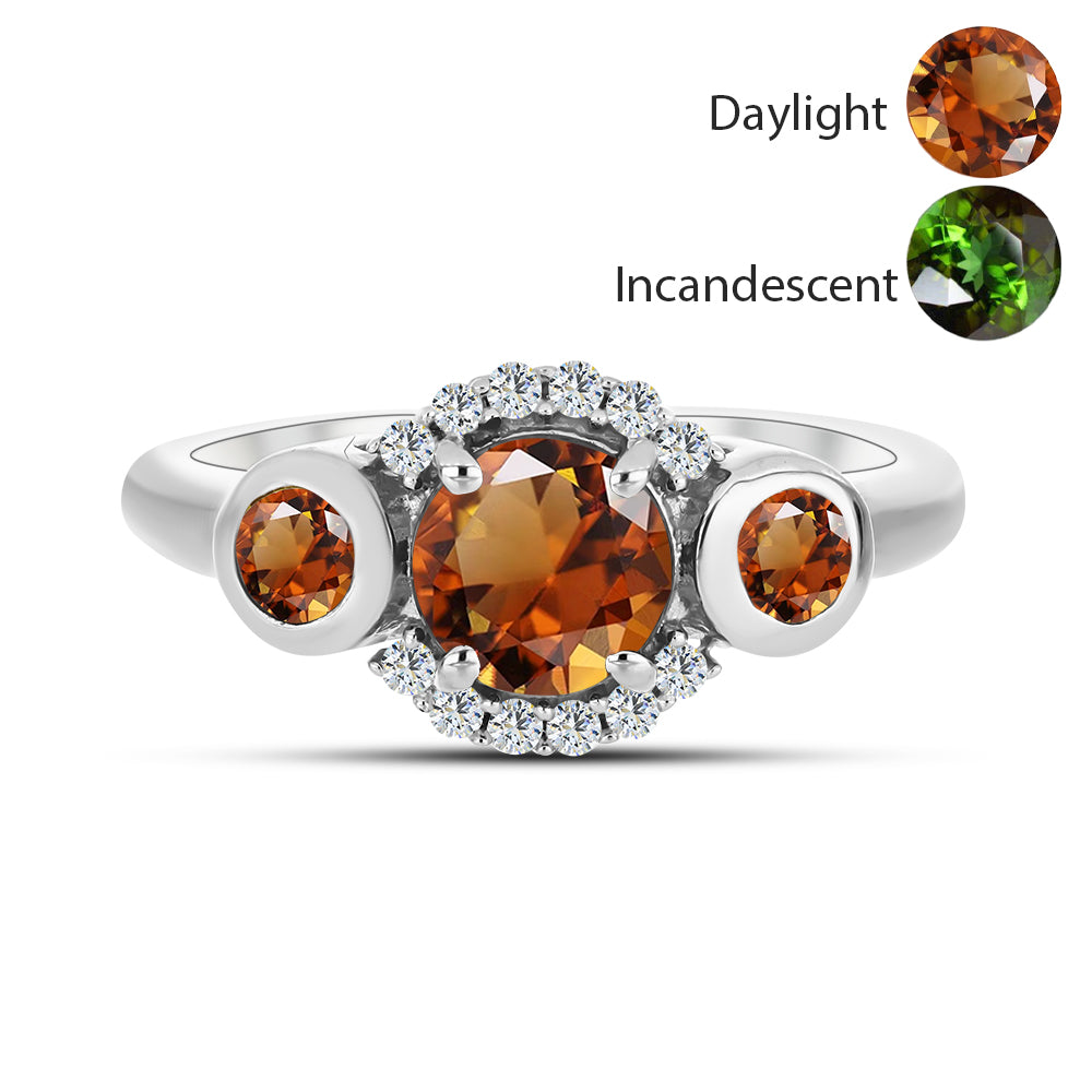 Ezüst Gyűrű Minősített laboratóriumban előállított Anatóliai Zultanit-tal és Fehér Topázzal 1 