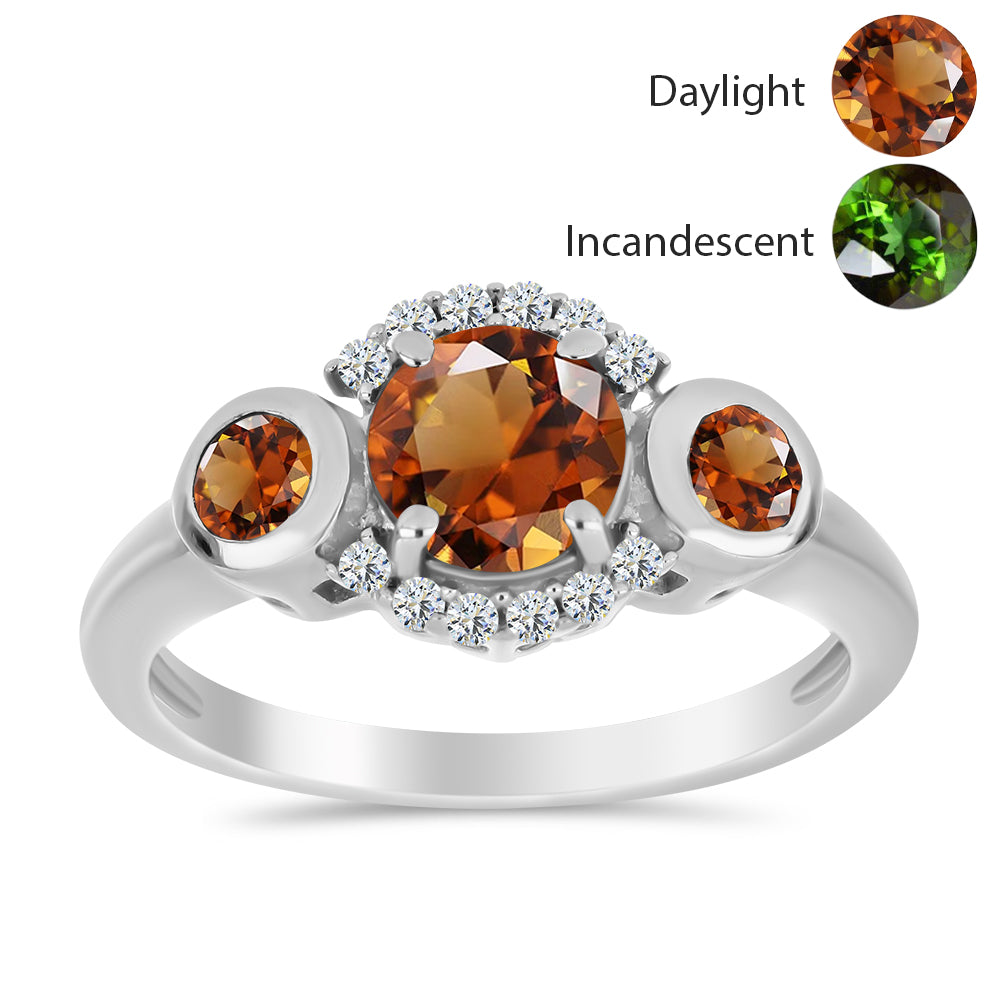 Ezüst Gyűrű Minősített laboratóriumban előállított Anatóliai Zultanit-tal és Fehér Topázzal 3 