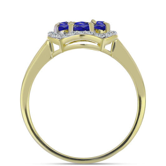 Arannyal Bevont Ezüst Gyűrű Lapisz Lazulival és Fehér Topázzal