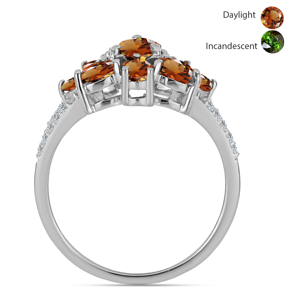 Ezüst Gyűrű Minősített laboratóriumban előállított Anatóliai Zultanit-tal és Fehér Topázzal 2 