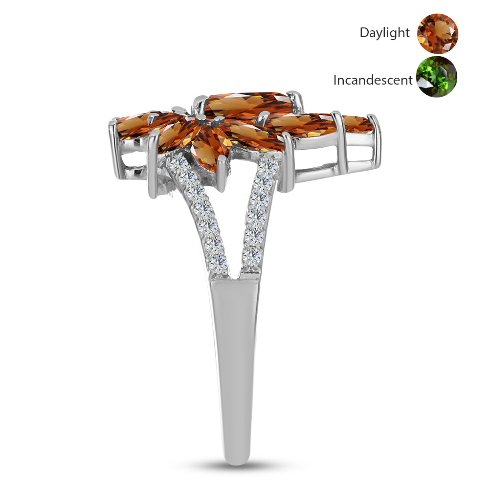 Ezüst Gyűrű Minősített laboratóriumban előállított Anatóliai Zultanit-tal és Fehér Topázzal