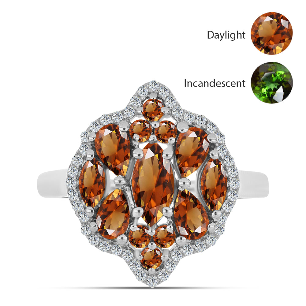 Ezüst Gyűrű Minősített laboratóriumban előállított Anatóliai Zultanit-tal és Fehér Topázzal 1 