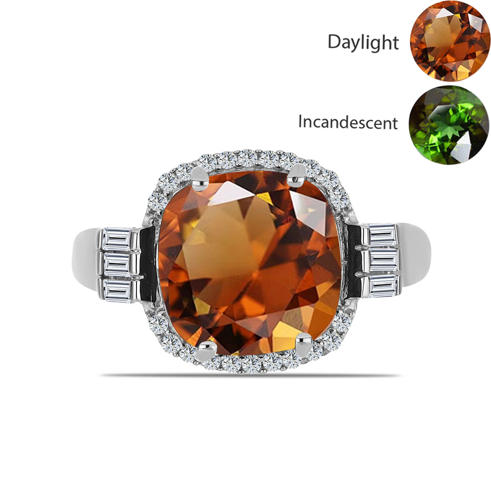 Ezüst Gyűrű Minősített laboratóriumban előállított Anatóliai Zultanit-tal és Fehér Cirkónnal 1 