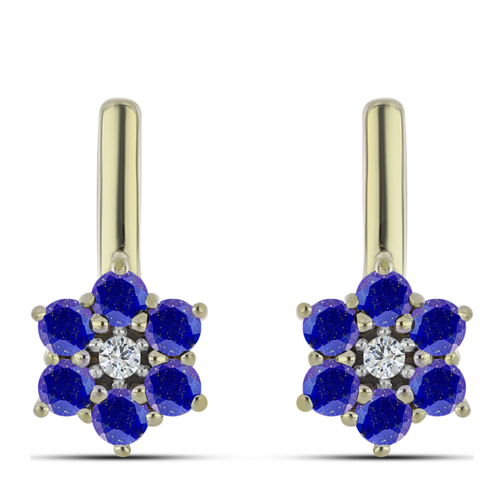 Arannyal Bevont Ezüst Fülbevaló Lapisz Lazulival és Fehér Topázzal 1 