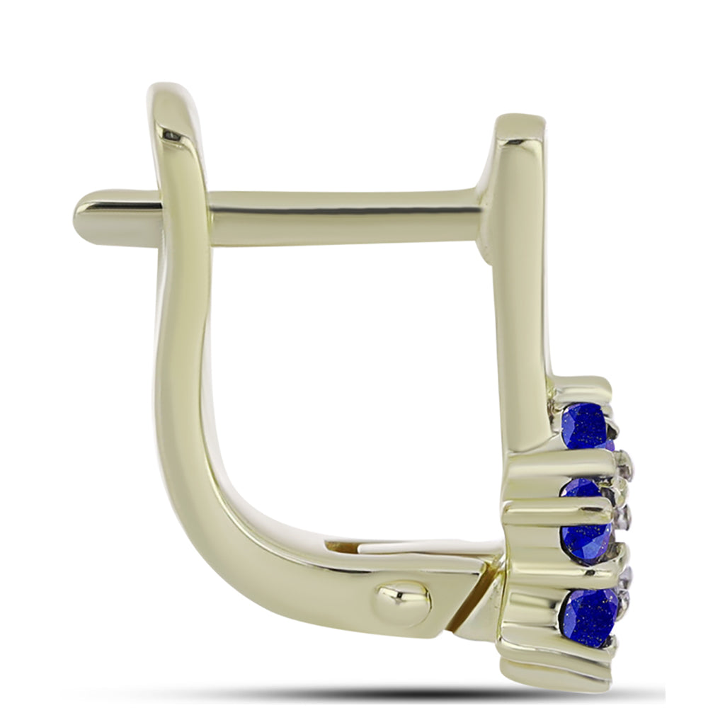 Arannyal Bevont Ezüst Fülbevaló Lapisz Lazulival és Fehér Topázzal 2 