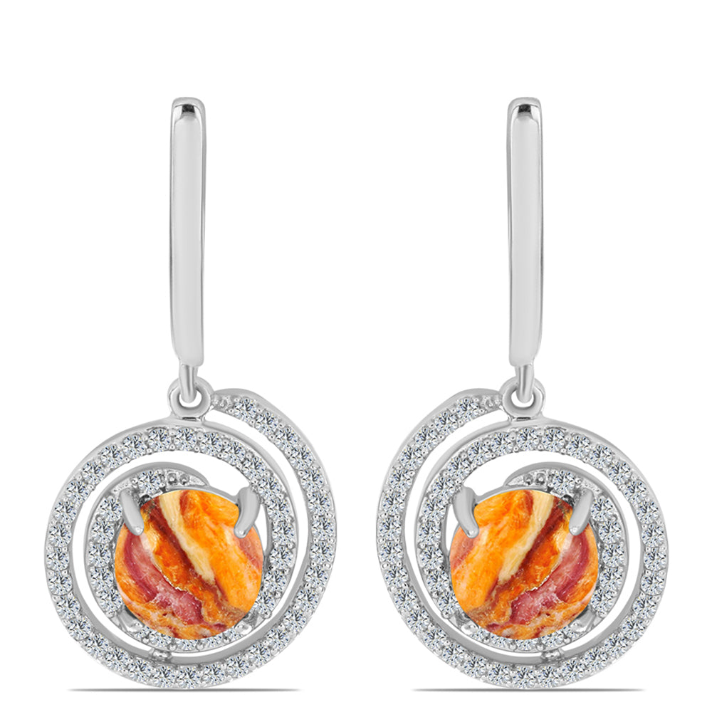 Ezüst Fülbevaló Oroszlán Mancs Jáspissal és Fehér Topázzal 1 