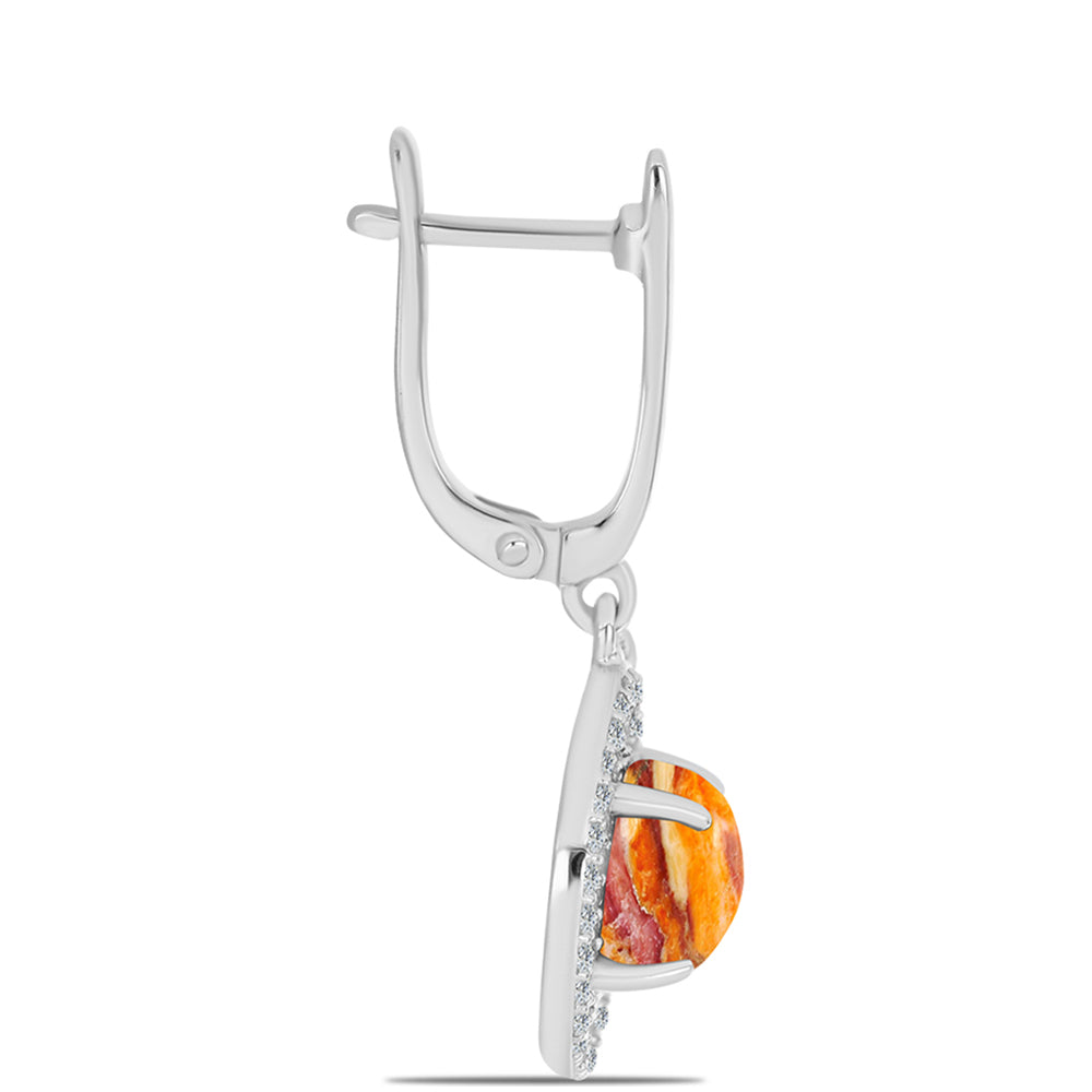 Ezüst Fülbevaló Oroszlán Mancs Jáspissal és Fehér Topázzal 2 