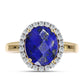 Arannyal Bevont Ezüst Gyűrű Lapisz Lazulival és Fehér Topázzal