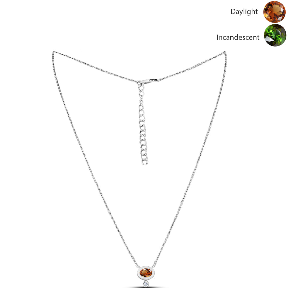 Ezüst Nyaklánc Minősített laboratóriumban előállított Anatóliai Zultanit-tal és Fehér Topázzal 1 