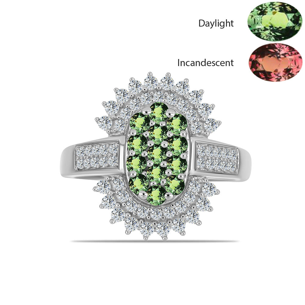 Ezüst Gyűrű Természetes Alexandrittal és Fehér Topázzal 1 