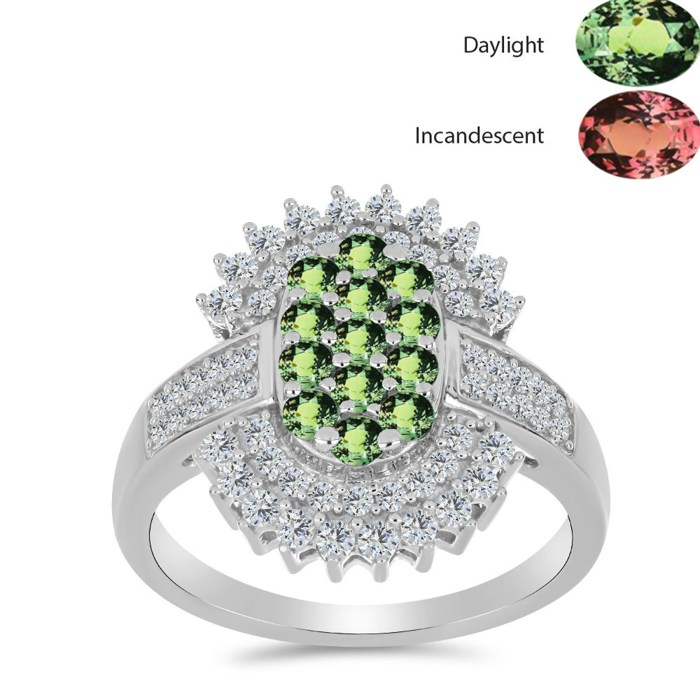 Ezüst Gyűrű Természetes Alexandrittal és Fehér Topázzal 3 