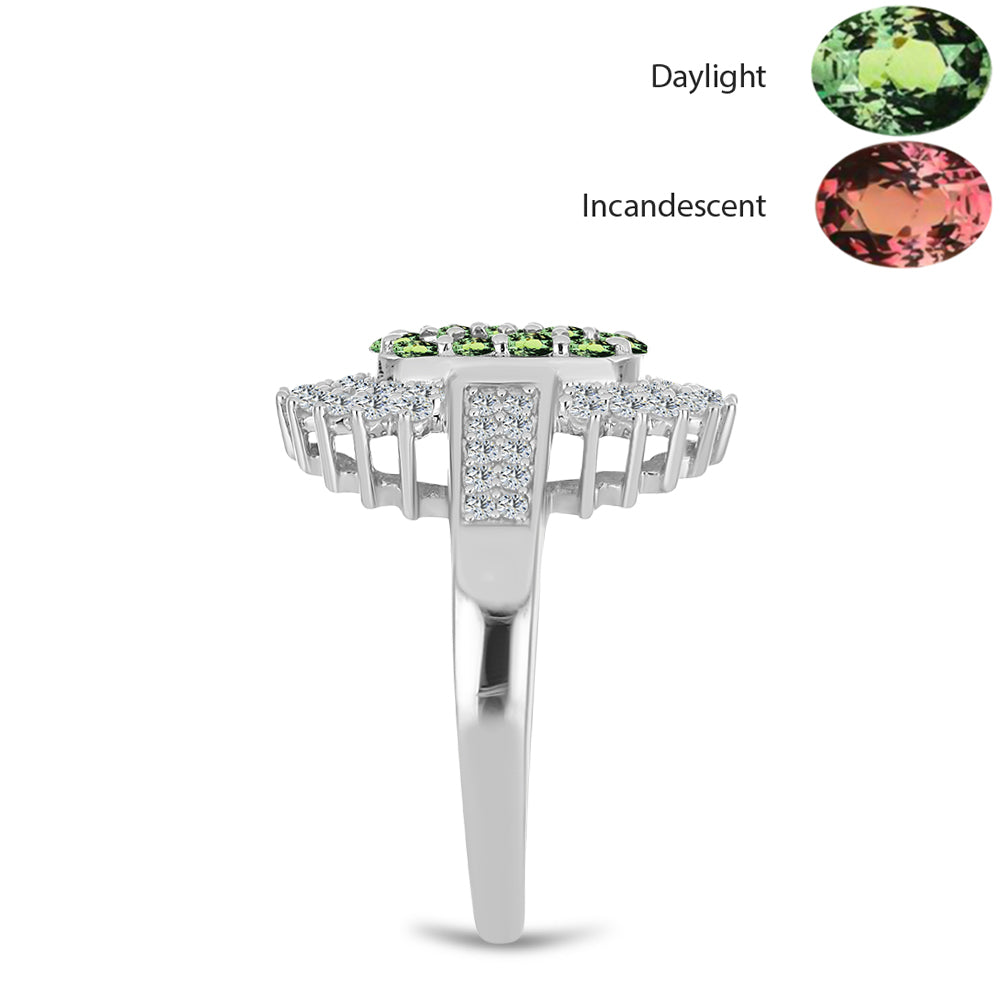 Ezüst Gyűrű Természetes Alexandrittal és Fehér Topázzal 4 