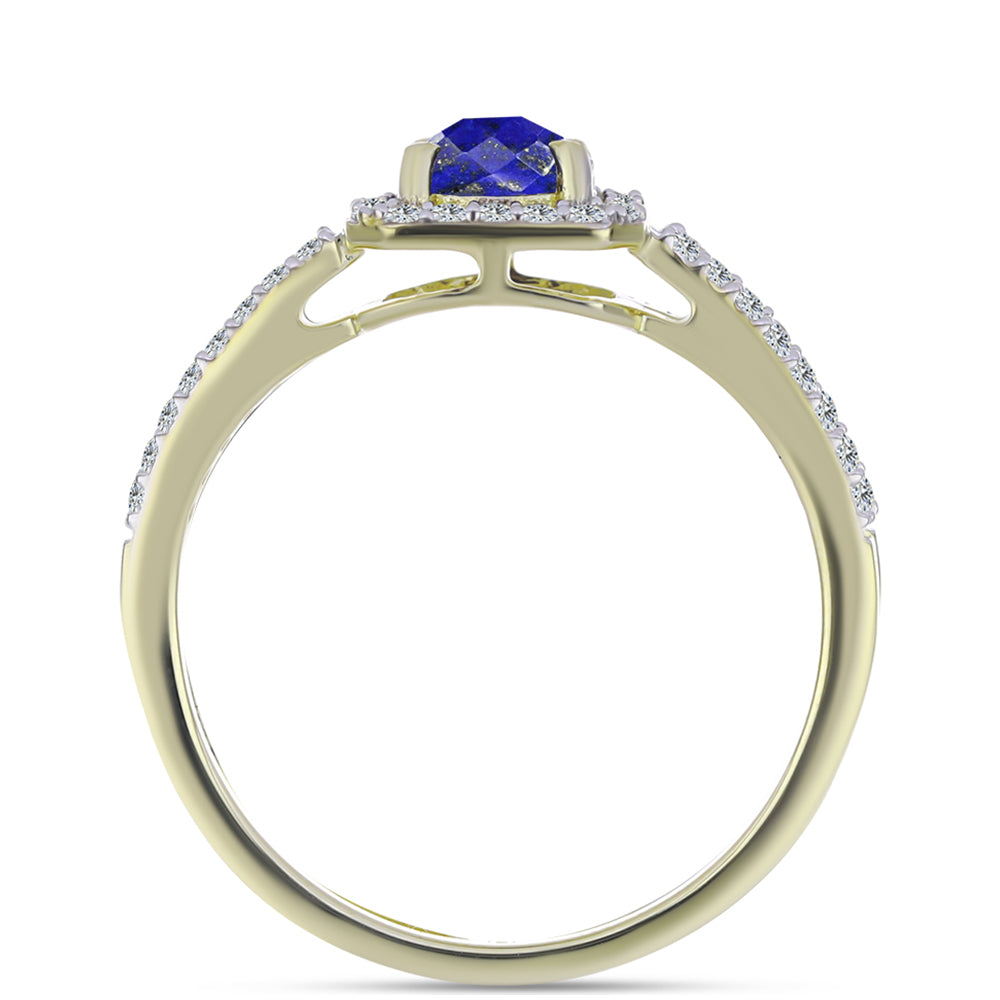 Arannyal Bevont Ezüst Gyűrű Lapisz Lazulival és Fehér Topázzal 3 