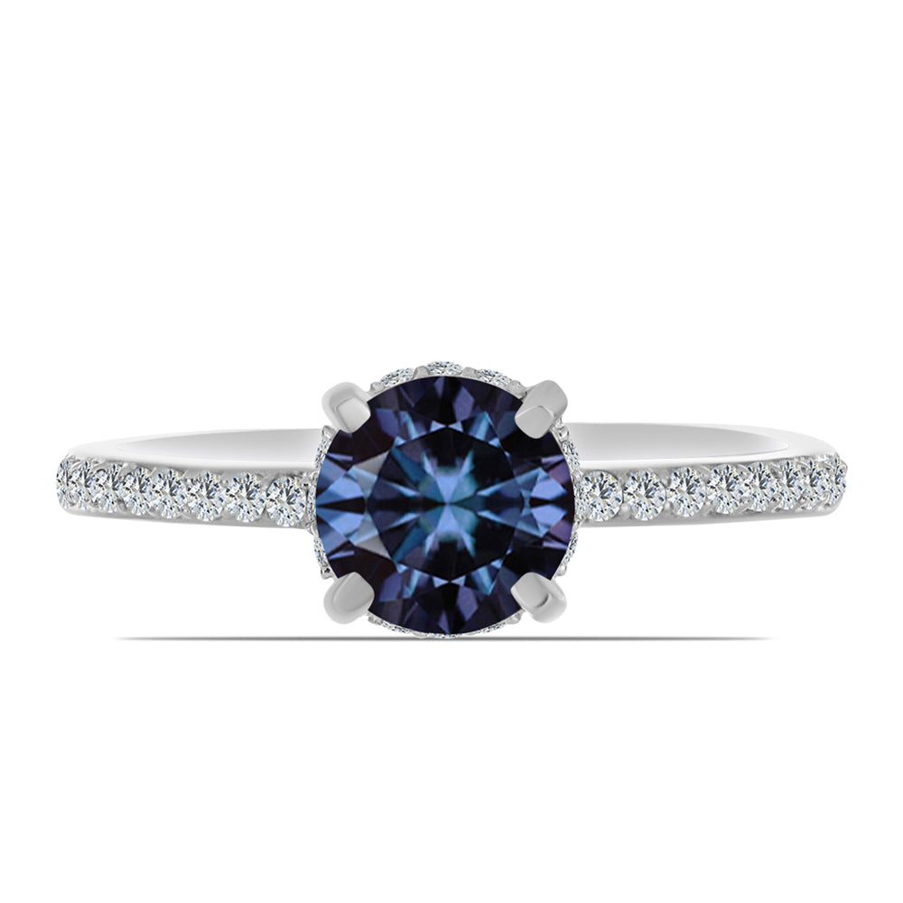 Ezüst Gyűrű "Császár Lila" Moissanite-tel és Fehér Topázzal 1 