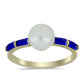 Arannyal Bevont Ezüst Gyűrű Lapisz Lazulival és Fehér Édesvízi Kagylógyönggyel