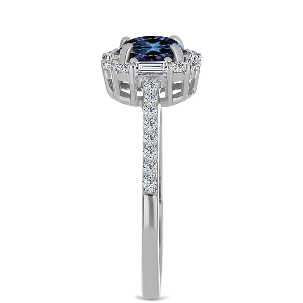 Ezüst Gyűrű "Császár Lila" Moissanite-tel és Fehér Cirkónnal