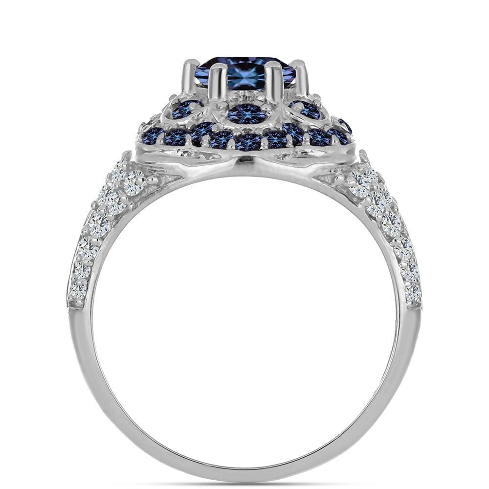 Ezüst Gyűrű "Császár Lila" Moissanite-tel és Fehér Topázzal 2 