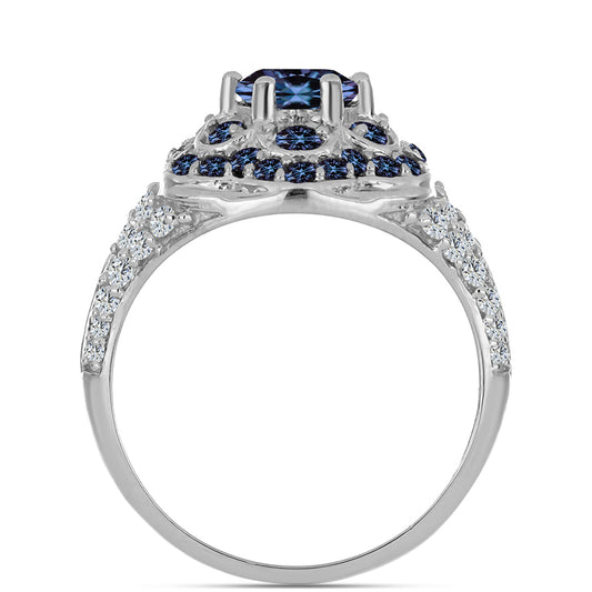 Ezüst Gyűrű "Császár Lila" Moissanite-tel és Fehér Topázzal