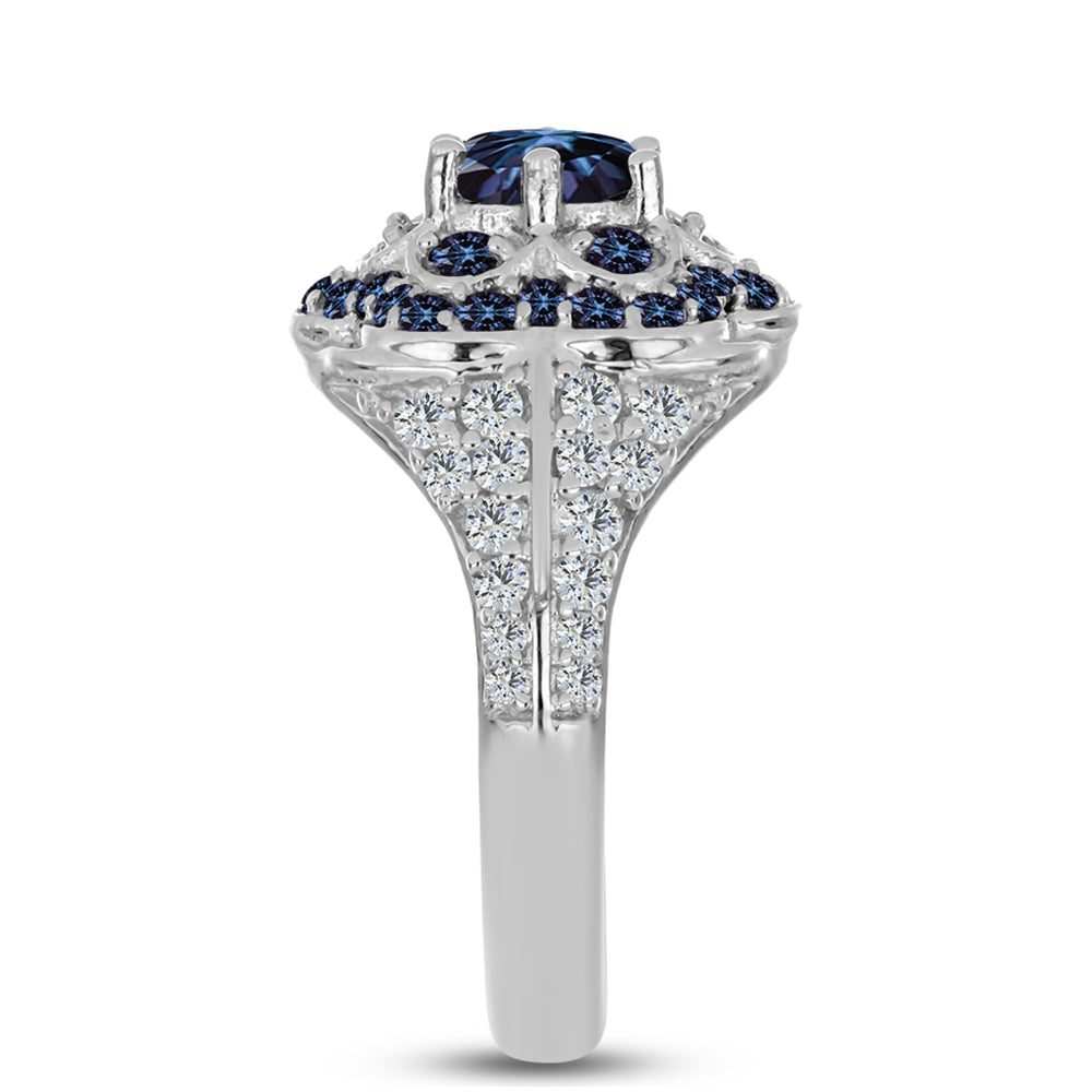 Ezüst Gyűrű "Császár Lila" Moissanite-tel és Fehér Topázzal 3 