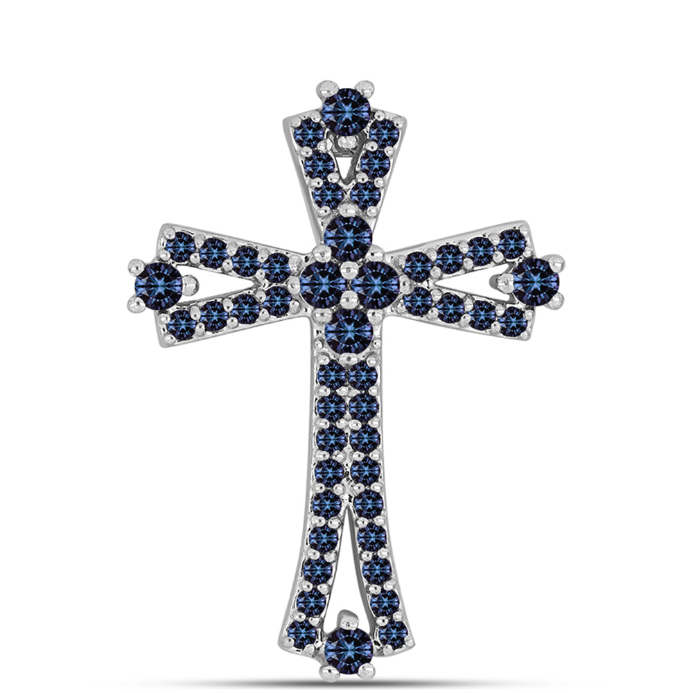 Kereszt Ezüst Medál "Császár Lila" Moissanite-tel