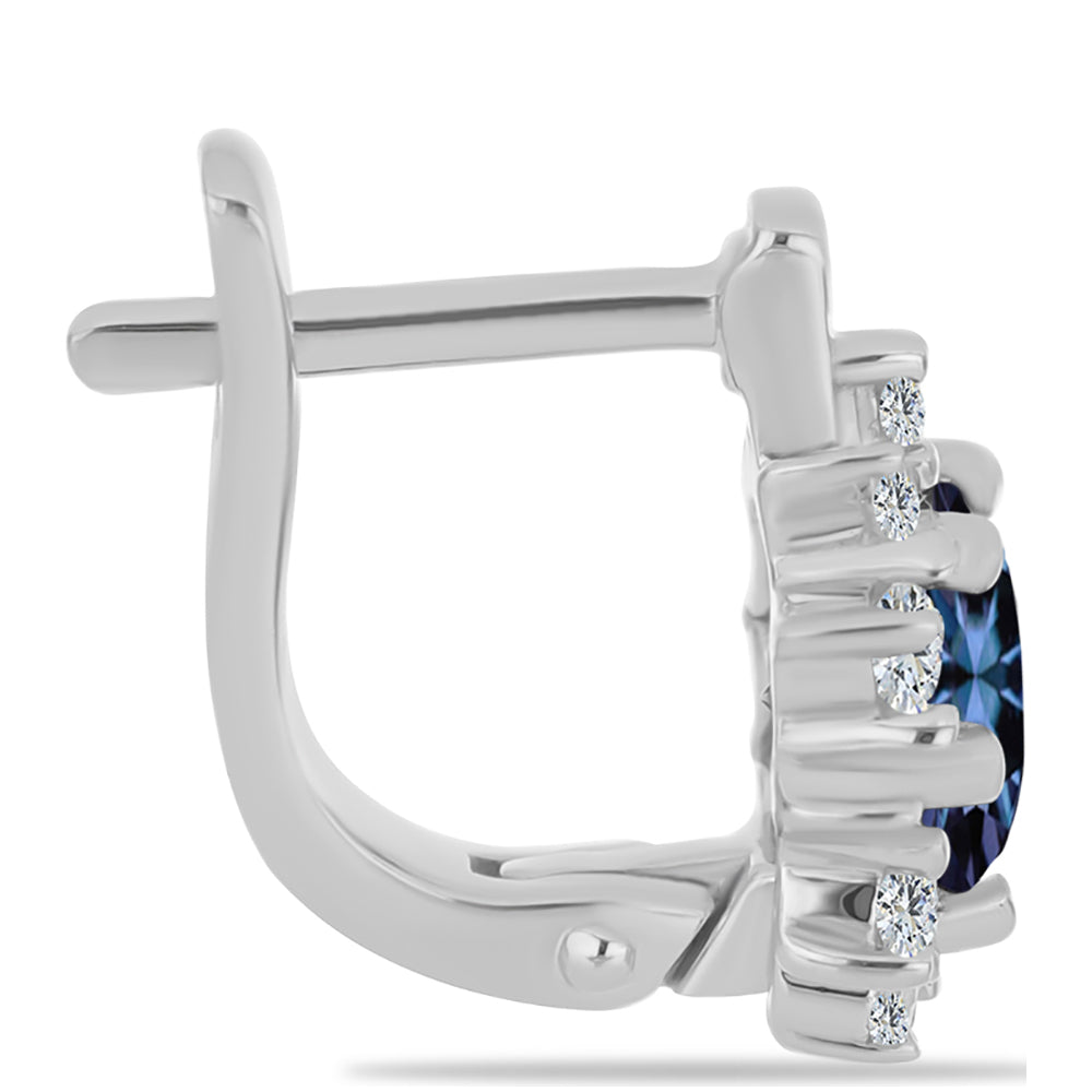 Ezüst Fülbevaló "Császár Lila" Moissanite-tel és Fehér Topázzal 2 