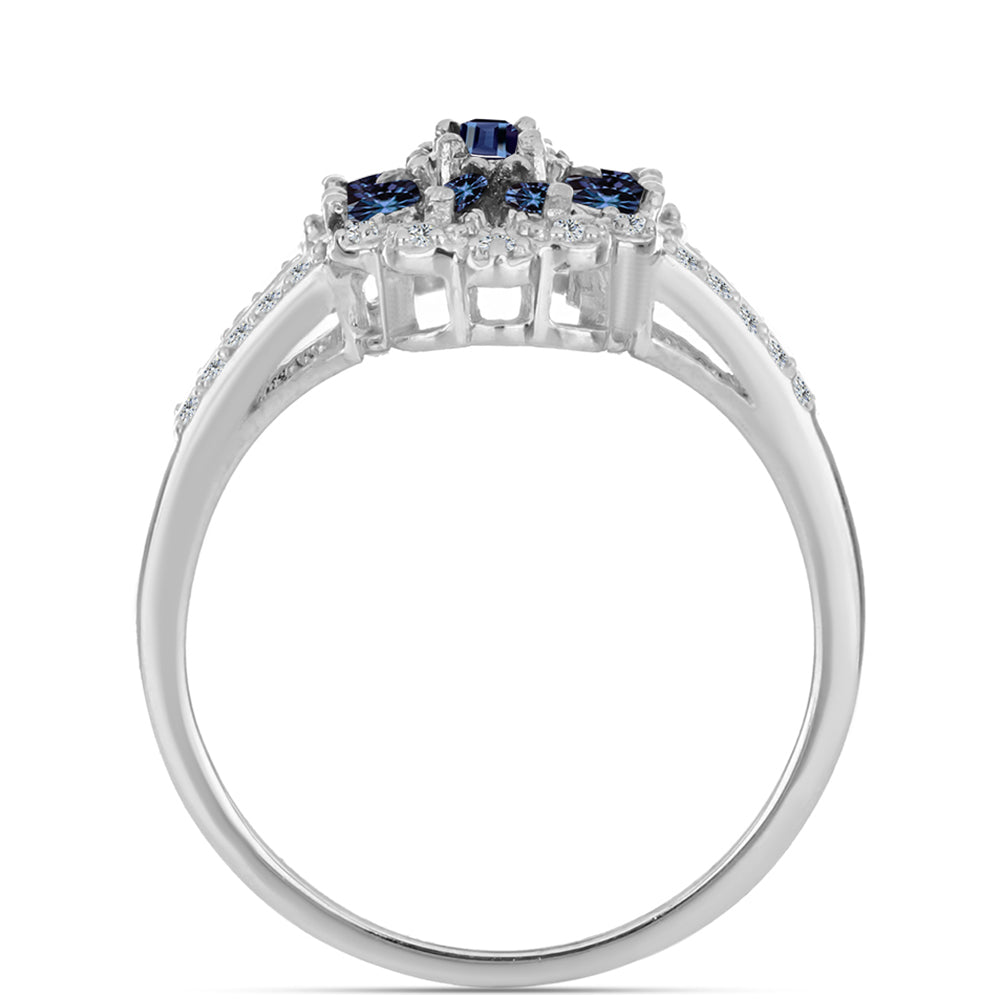 Ezüst Gyűrű "Császár Lila" Moissanite-tel és Fehér Topázzal 2 